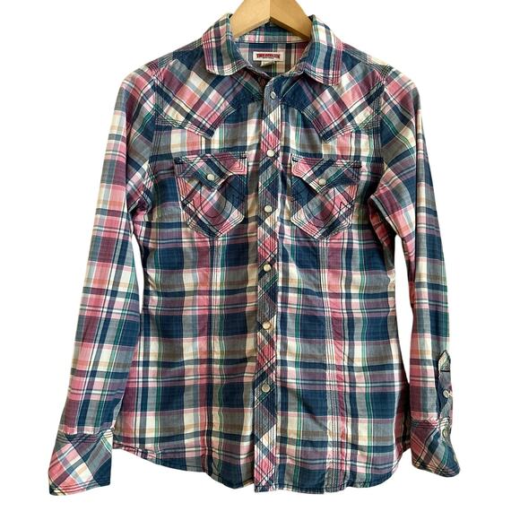 True Religion Plaid Western Shirt Snap Front Size Small NWOT - Picture 1 of 5